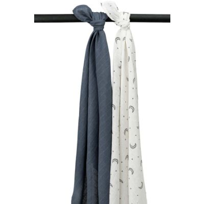 Meyco Swaddle Hydrofiel Moon Indigo 120 x 120 cm 2-Pack 
