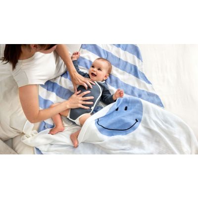 Lässig Swaddle Heavenly Soft Happy Rascals Smile Sky Blue 120 x 120 cm 2-Pack