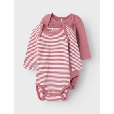 Name It Romper Stripe 2-Pack Mesa Rose 62
