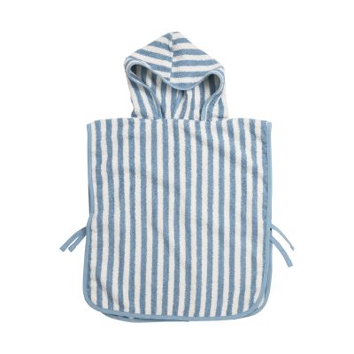 Meyco Badponcho - Badstof Jacquard Fat Stripe - Jeans Blue - 1-3 jaar