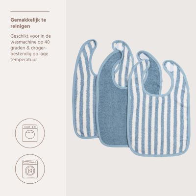 Meyco Slab - Badstof Jacquard Fat Stripe - Jeans Blue - 3-pack