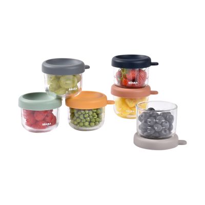 Beaba Glazen Bewaarpotje 150 ml - 6 Stuks - Color Mix