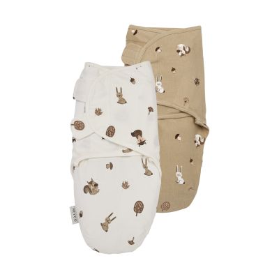 Meyco Inbakerdoek - 2 Stuks - 0-3 Mnd - Forest Animals Sand 