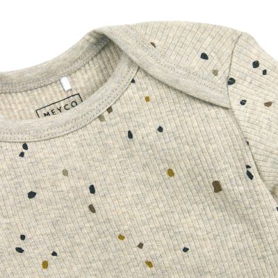 Meyco Baby Pyjama Rib - Maat 62/68 - Mini Spot Sand Melange