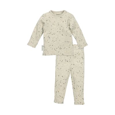 Meyco Baby Pyjama Rib - Maat 74/80 - Mini Spot Sand Melange