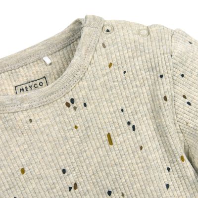 Meyco Baby Pyjama Rib - Maat 74/80 - Mini Spot Sand Melange