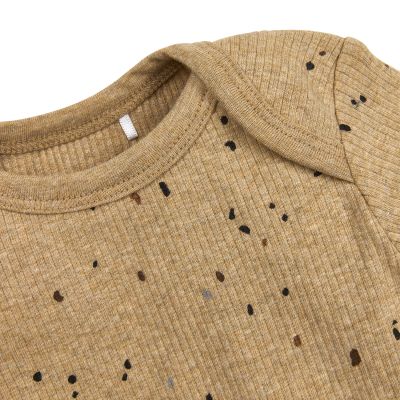 Meyco Baby Pyjama Rib - Maat 50/56 - Mini Spot Toffee Melange 