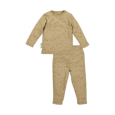 Meyco Baby Pyjama Rib - Maat 74/80 - Mini Spot Toffee Melange 