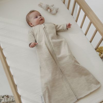 Meyco Baby Slaapzak met Vaste Mouw - Studio - Merinowol - Sand Melange - 80 cm