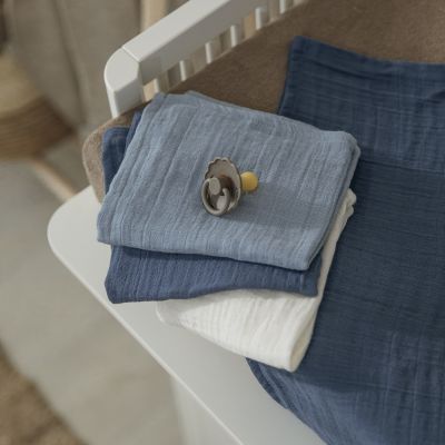 Meyco Swaddle inbakerdoek – 2 stuks – 120x120 cm – Jeans Blue / Indigo
