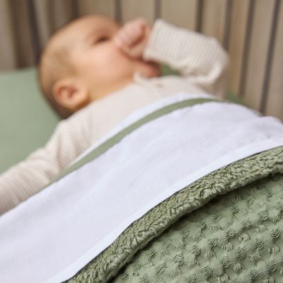 Meyco Baby Ledikantdeken Wafel Teddy Olive Green 100 x 150 cm