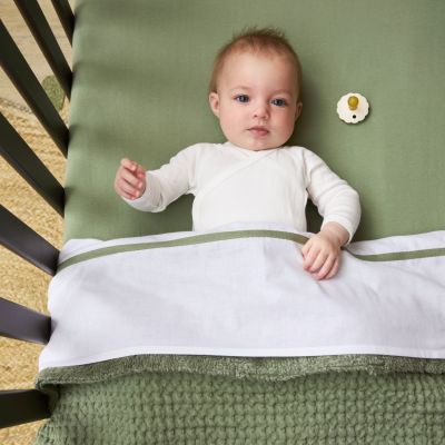 Meyco Baby Ledikantdeken Wafel Teddy Olive Green 100 x 150 cm