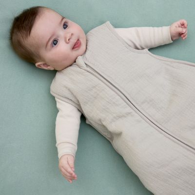 Meyco Baby Slaapzak Hydrofiel Gevoerd Uni Pre-Washed Greige 90 cm