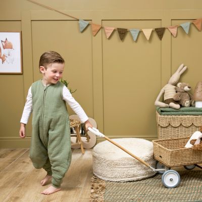 Meyco Baby Slaapzak Jumper Winter Hydrofiel Uni Pre-Washed Olive Green 92 cm