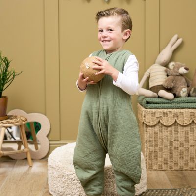Meyco Baby Slaapzak Jumper Winter Hydrofiel Uni Pre-Washed Olive Green 104 cm