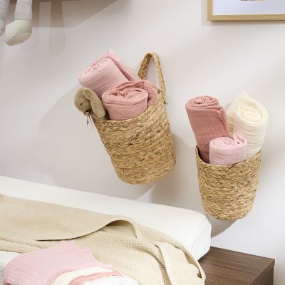 Meyco Baby Uni Monddoekjes - 3 Stuks - Pre-Washed Hydrofiel - 30 x 30 cm - Soft Rose/Rose/Natural