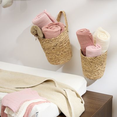 Meyco Baby Uni Hydrofiele Doeken - 3 Stuks - Pre-Washed Hydrofiel - 70 x 70 cm - Soft Rose/Rose/Natural
