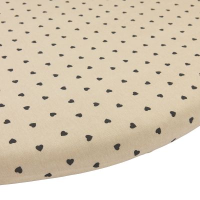 Meyco Hoeslaken Rond Print - 90/95 cm - Sweet Heart Soft Sand/Black 