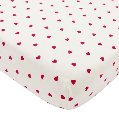 Meyco Hoeslaken Print - 70 x 140/150 cm - Jersey - Sweet Heart White/Red 