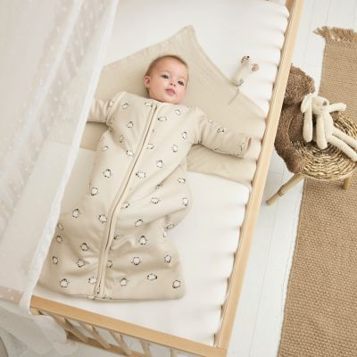 Meyco Baby Slaapzak Met Afritsbare Mouwen Penguin Soft Sand 60 cm
