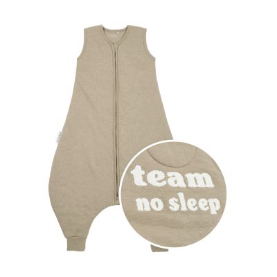 Meyco Baby Slaapzak Jumper Winter Slub Met Team No Sleep Applicatie Taupe / Offwhite 80 cm