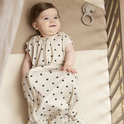 Meyco Baby Sweet Heart Zomerslaapzak - 110 cm - Soft Sand/Black