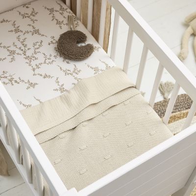 Meyco Hoeslaken Print - 60 x 120 cm - Jersey - Branches Sand