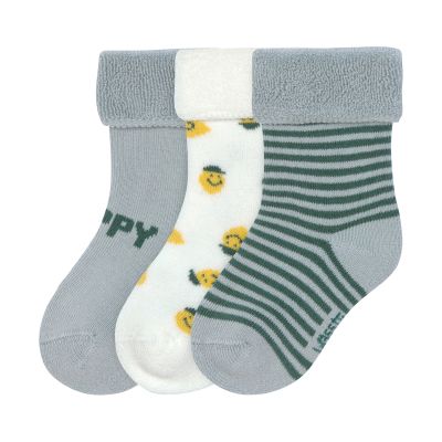 Lässig Terry Socks GOTS - 3-pack - Lemon Light Blue