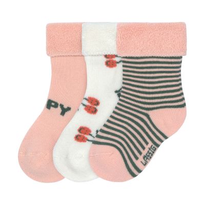 Lässig Terry Socks GOTS - 3-pack - Cherry Peach