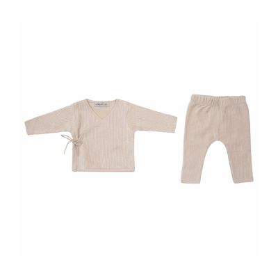 Witlof For Kids Velvet Rib Overslagtruitje + Broekje - Maat 62/68 - Soft Sand