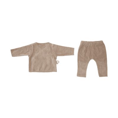 Witlof For Kids Velvet Rib Overslagtruitje + Broekje - Maat 50/56 - Urban Taupe Witlof For Kids Velvet Rib Overslagtruitje + Broekje - Maat 50/56 - Urban Taupe