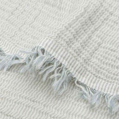 Jollein Deken Wieg - 75 x 100 cm - Fringe Stripe Sea Green/Ivory GOTS 