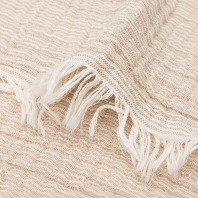 Jollein Deken Ledikant - 120 x 120 cm - Fringe Stripe Biscuit/Ivory GOTS 