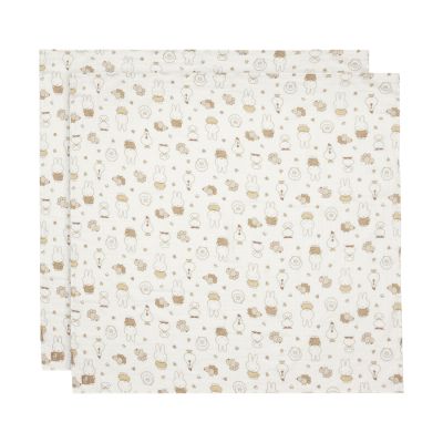Jollein Tetra Doeken - 2 Stuks - 115 x 115 cm - Miffy Family Farm