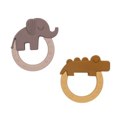 Done By Deer Bijtring Deer Friends Mustard/Powder 2-Pack