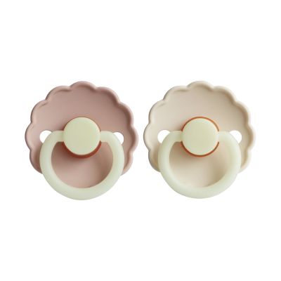 Frigg Daisy Glow In The Dark Fopspeen - 2 Stuks - 6-18 Mnd - Cream/Blush