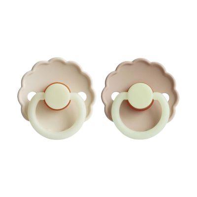 Frigg Daisy Night Fopspeen - 0-6 mnd (2 stuks) - Croissant/Cream