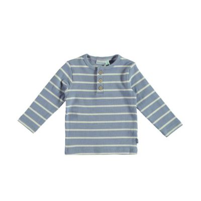 Babylook Striped Rib T-Shirt - Maat 56 - Faded Denim