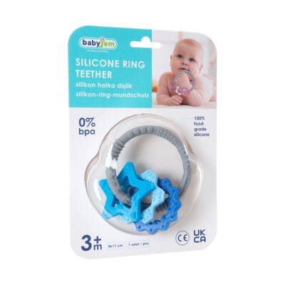 Babyjem Bijtring Silicone Speeltjes Blauw