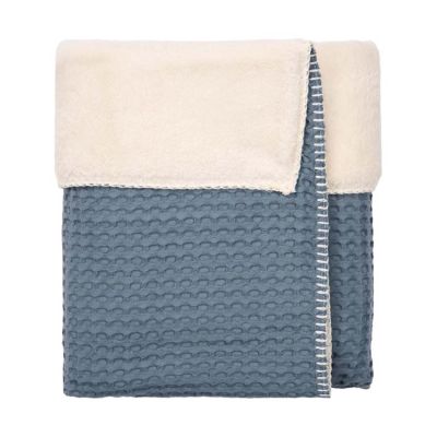 Koeka Oslo Wiegdeken - Maat 100 x 75 - Wafel/Teddy - Bluestone