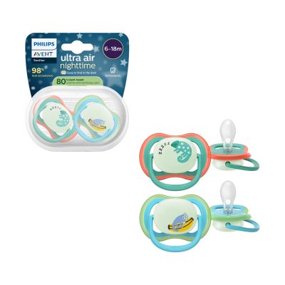 Philips Avent Ultra Air Fopspeen - 6-18 Mnd - 2 Stuks - Plant-based - Glow In The Dark