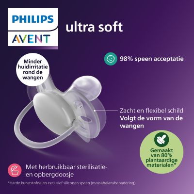 Philips Avent Ultra Soft Fopspeen - 0-6 Mnd - 2 Stuks - Plant-based  