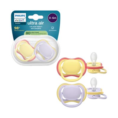 Philips Avent Ultra Air Fopspeen - 0-6 Mnd - 2 Stuks - Plant-based