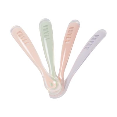 Beaba Set van 4 siliconenlepels 1ste leeftijd - Cotton Candy / Marshmellow / Grijsgroen / Lila