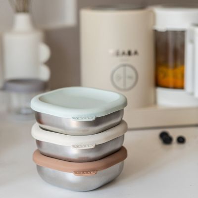 Beaba RVS Snack Doosjes - Multi Use X3 - Natural Beaba RVS Snack Doosjes - Multi Use X3 - Natural