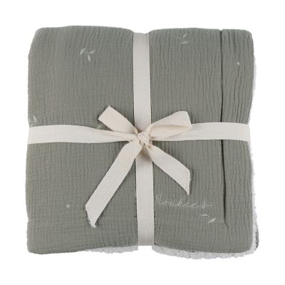 Noukie's F&O Deken - 100 x 140 cm -  Mousseline/Sherpa - Kaki 