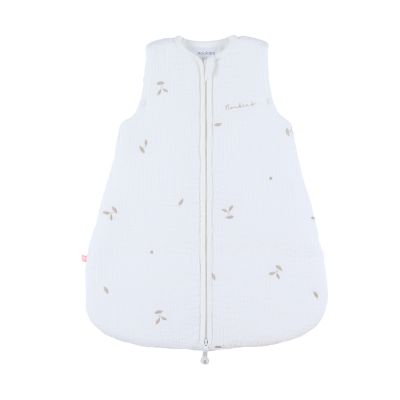 Noukie's F&O Slaapzak Met Borduursel - Maat 50 cm - Gewatteerde Mousseline - Wit 