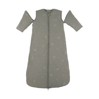 Noukie's F&O Slaapzak Met Borduursel - Maat 100 cm - Gewatteerde Mousseline - Kaki