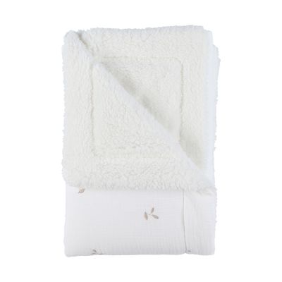 Noukie's F&O Deken - 75 x 100 cm - Mousseline/Sherpa - Wit