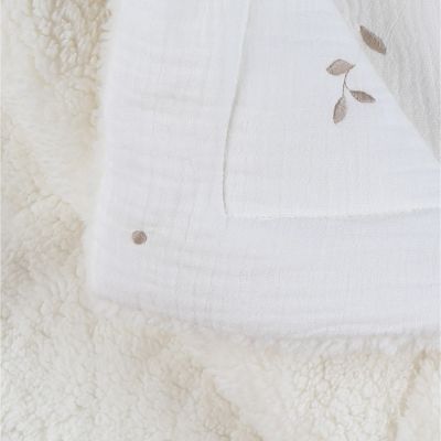 Noukie's F&O Deken - 75 x 100 cm - Mousseline/Sherpa - Wit